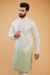 Kasbah_Multi Color Silk Embroidery Thread Ombre Straight Kurta _Online_at_Aza_Fashions