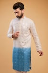 Kasbah_Multi Color Silk Embroidery Thread Mirror Work Ombre Kurta _Online_at_Aza_Fashions