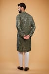 Shop_Kasbah_Green Silk Embroidery Thread Mirror Classic Kurta _at_Aza_Fashions