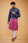 Buy_Kasbah_Multi Color Silk Embroidery Thread Ombre Mirror Work Kurta _at_Aza_Fashions