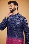 Buy_Kasbah_Multi Color Silk Embroidery Thread Ombre Mirror Work Kurta _Online_at_Aza_Fashions