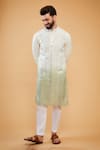 Buy_Kasbah_Multi Color Silk Embroidery Thread Work Ombre Kurta _at_Aza_Fashions