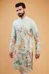 Kasbah_Green Georgette Sequins, Embroidery Flora And Fauna Straight Kurta _Online_at_Aza_Fashions