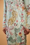 Buy_Kasbah_Green Georgette Sequins, Embroidery Flora And Fauna Straight Kurta _Online_at_Aza_Fashions