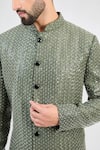 Kasbah_Green Silk Embroidery Sequin And Cutdana Jaal Sherwani _Online_at_Aza_Fashions