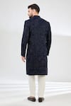 Shop_Kasbah_Blue Silk Embroidery Cutdana Maze Swirl Sherwani _at_Aza_Fashions