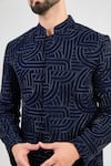 Kasbah_Blue Silk Embroidery Cutdana Maze Swirl Sherwani _Online_at_Aza_Fashions