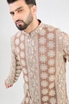 Buy_Kasbah_Beige Georgette Embroidery Sequin Paisley Bloom Chikankari Kurta _Online_at_Aza_Fashions