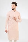 Kasbah_Pink Georgette Embroidery Sequin Bahar Chikankari Kurta _Online_at_Aza_Fashions