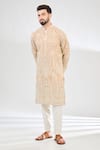 Buy_Kasbah_Beige Georgette Embroidery Chikankari Thread Gullista Kurta _at_Aza_Fashions