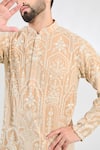 Buy_Kasbah_Beige Georgette Embroidery Chikankari Thread Gullista Kurta _Online_at_Aza_Fashions