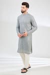 Buy_Kasbah_Grey Georgette Embroidery Thread Bahar Vine Kurta _at_Aza_Fashions