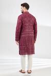 Shop_Kasbah_Maroon Georgette Embroidery Thread Mughal Bagh Chikankari Kurta _at_Aza_Fashions