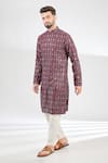 Buy_Kasbah_Maroon Silk Embroidered Mirror Work Classic Kurta _at_Aza_Fashions