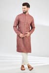 Buy_Kasbah_Pink Silk Embroidered Thread Kurta _at_Aza_Fashions