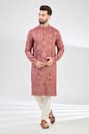 Buy_Kasbah_Pink Silk Embroidered Thread Horse Motif Kurta _at_Aza_Fashions