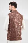 Shop_Kasbah_Brown Silk Embroidered Mirror Nehru Jacket _at_Aza_Fashions