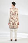 Shop_Kasbah_Cream Silk Embroidered Thread Floral Long Jacket _at_Aza_Fashions