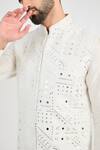 Kasbah_Ivory Silk Embroidered Mirror Geometric Work Nehru Jacket _Online_at_Aza_Fashions