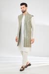 Buy_Kasbah_Green Georgette Embroidered Mirror Long Jacket _at_Aza_Fashions