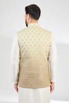 Shop_Kasbah_Grey Silk Embroidered Mirror Ombre Shaded Nehru Jacket _at_Aza_Fashions