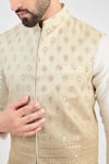 Kasbah_Grey Silk Embroidered Mirror Ombre Shaded Nehru Jacket _Online_at_Aza_Fashions