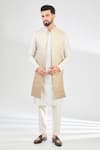 Buy_Kasbah_Grey Silk Embroidered Mirror Ombre Shaded Long Jacket _at_Aza_Fashions