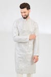 Kasbah_Ivory Silk Embroidered Mirror Straight Kurta _Online_at_Aza_Fashions