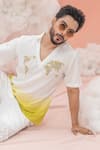 Runit Gupta_Green Linen Cotton Embroidery Go Global Bead Ombre Dyed Shirt _Online_at_Aza_Fashions