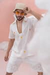 Runit Gupta_White Linen Cotton Embroidery Sunburn Shirt _Online_at_Aza_Fashions