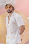 Buy_Runit Gupta_White Linen Cotton Embroidery Sunburn Shirt _Online_at_Aza_Fashions