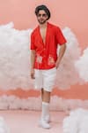 Shop_Runit Gupta_Red Linen Cotton Embroidery Beach Boat Shirt _at_Aza_Fashions