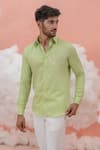 Buy_Runit Gupta_Green Vegan Silk Embroidery Hot Air Balloon Vacay Shirt _at_Aza_Fashions