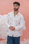 Buy_Runit Gupta_White Vegan Silk Embroidery Hot As Heat Shirt _at_Aza_Fashions