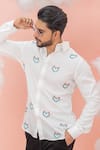 Shop_Runit Gupta_White Vegan Silk Embroidery Devil Heart Shirt _at_Aza_Fashions