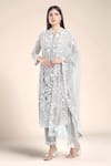 Buy_Seema Gujral_Grey Embroidered Floral Band V Paisley Kurta Pant Set _at_Aza_Fashions