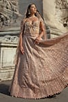 Shop_Jigar & Nikita_Brown Lehenga Linen Silk Embroidered Zardozi Sweetheart Floral Vine Bridal Set _Online_at_Aza_Fashions