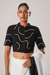 Buy_ATBW_Black Cotton Dori High Work Detailed Blouse _at_Aza_Fashions