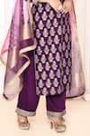 Buy_Abbaran_Purple Kurta Cotton Silk Block Print Floral Notched Round Hand Pant Set _Online_at_Aza_Fashions