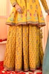 Abbaran_Yellow Kurta And Sharara Cotton Silk Block Print Floral Round Set _Online_at_Aza_Fashions