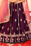 Abbaran_Purple Cotton Silk Hand Embroidery Gota Lace V Neck Foil Print Lehenga Set _Online_at_Aza_Fashions