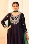 Buy_Abbaran_Blue Anarkali Cotton Silk Gotapatti Round Gota Detailed Set _Online_at_Aza_Fashions