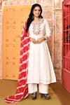 Buy_Abbaran_Ivory Kurta And Palazzo Chanderi Embroidered Ari Notched A-line Set _at_Aza_Fashions