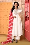 Abbaran_Ivory Kurta And Palazzo Chanderi Embroidered Ari Notched A-line Set _Online_at_Aza_Fashions