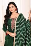 Buy_Abbaran_Emerald Green Kurta And Palazzo Cotton Silk Hand Embroidered Floral Round Set _Online_at_Aza_Fashions