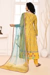 Shop_Abbaran_Yellow Anarkali Cotton Silk Block Printed Floral U Neck Churidar Set _at_Aza_Fashions