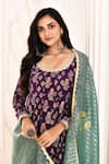 Buy_Abbaran_Purple Anarkali Cotton Silk Block Printed Floral Scoop Neck Set _Online_at_Aza_Fashions