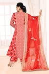 Shop_Abbaran_Red Kurta And Palazzo Silk Block Printed Geometric Floral Round A-line Set _at_Aza_Fashions