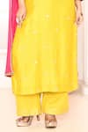 Abbaran_Yellow Kurta Cotton Silk Hand Embroidered Gota Patti U Neck Set _Online_at_Aza_Fashions