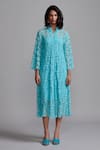 Buy_Dash and Dot_Blue 100% Cotton Embroidered Lace Collared Floral Cutout Midi Dress _Online_at_Aza_Fashions